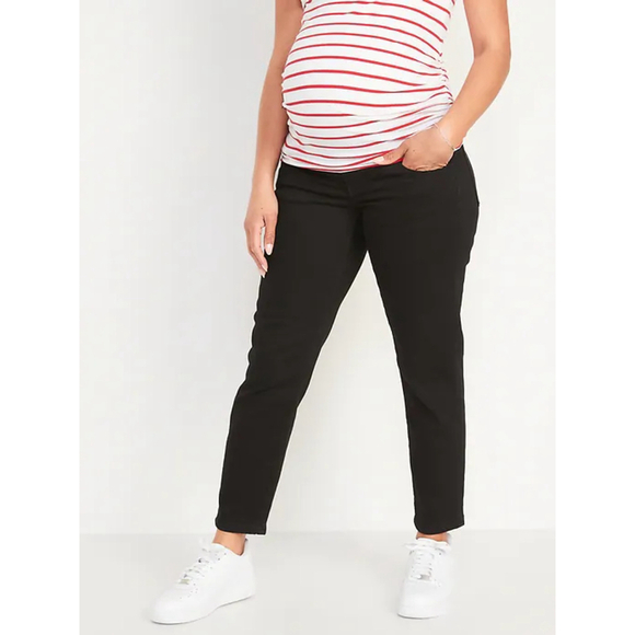 Old Navy Denim - Women's Old Navy Maternity Jeans Size 12 Black Front Panel Straight Jeans